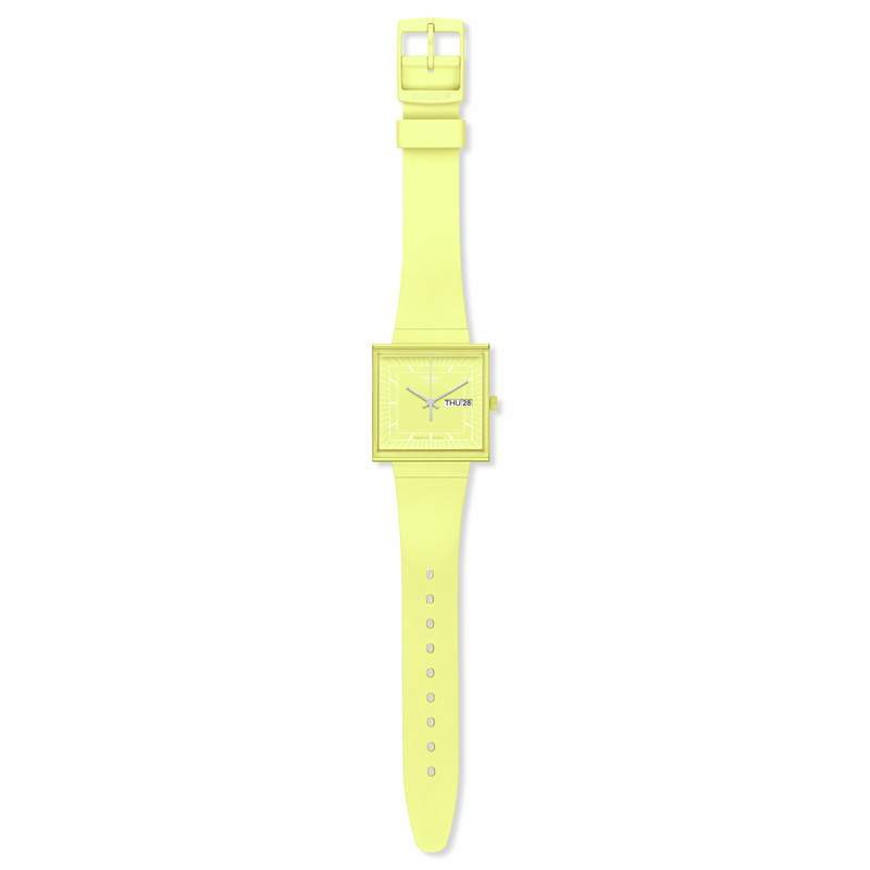 Montre SWATCH Square bioceramic What if lemon? homme bracelet matériau biosourcé jaune - vue D1