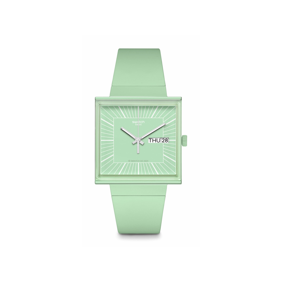 Montre SWATCH Square bioceramic What if mint? homme bracelet matériau biosourcé vert