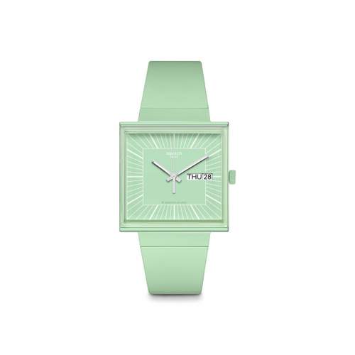 Montre SWATCH Square bioceramic What if mint? homme bracelet matériau biosourcé vert