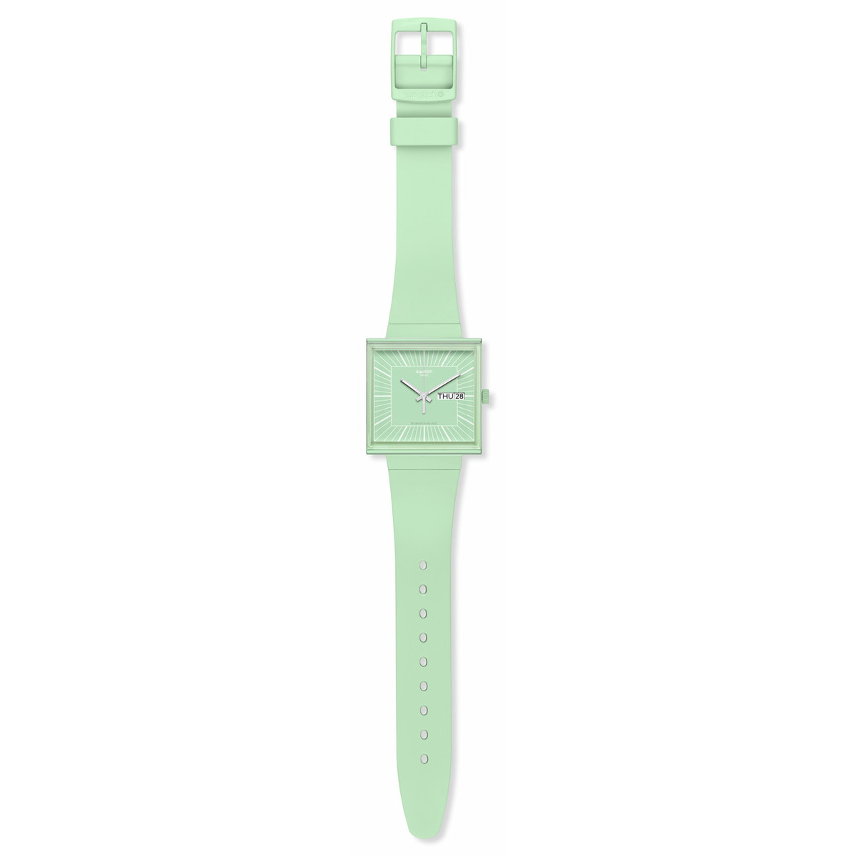 SWATCH Square bioceramic What if mint? men's watch bracelet green biosourced material - view D1