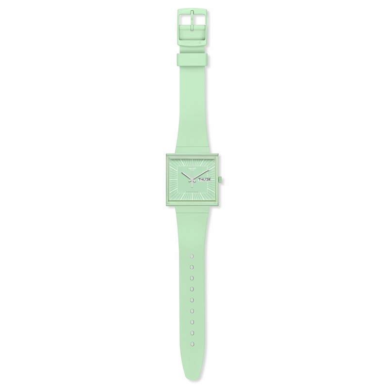 Montre SWATCH Square bioceramic What if mint? homme bracelet matériau biosourcé vert - vue D1