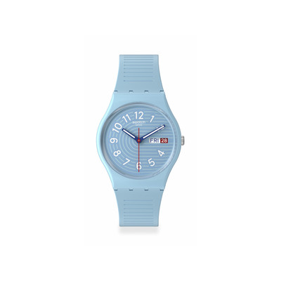Montre SWATCH Gent biosourced Trendy lines in the sky homme bracelet silicone bleu - vue 1