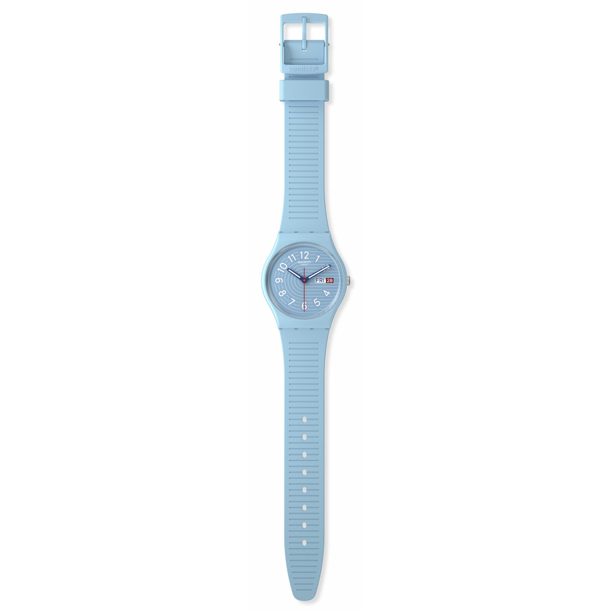 Montre SWATCH Gent biosourced Trendy lines in the sky homme bracelet silicone bleu - vue D1