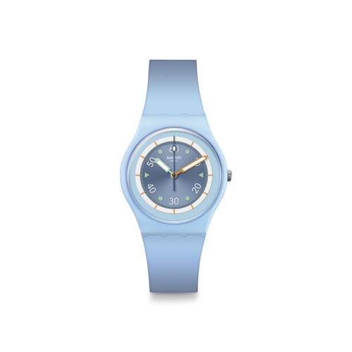SWATCH Gent bioceramic Frozen waterfall men's watch blue silicone strap