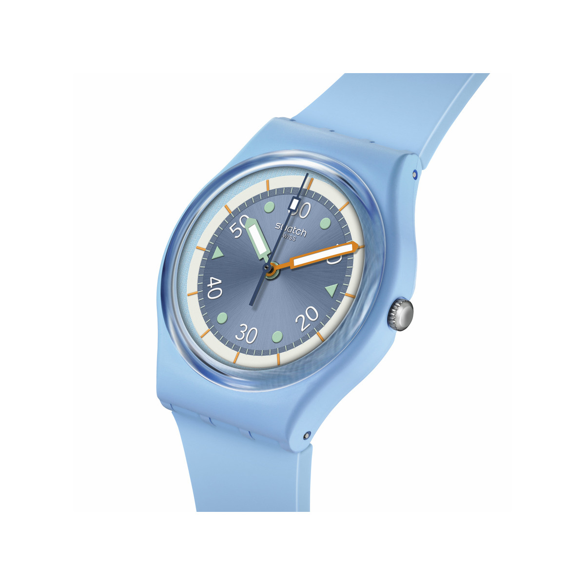 Montre SWATCH Gent bioceramic Frozen waterfall homme bracelet silicone bleu - vue 2