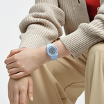 SWATCH Gent bioceramic Frozen waterfall men's watch blue silicone strap - view worn 1