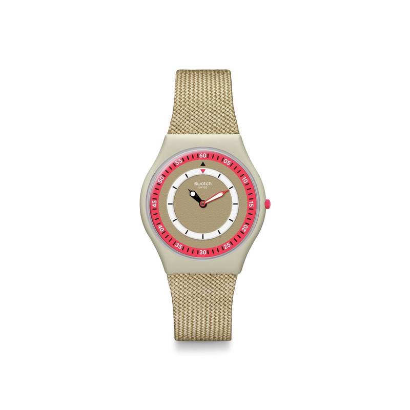 Montre SWATCH Skin classic bioceramic Coral dunes homme bracelet textile beige - vue 1