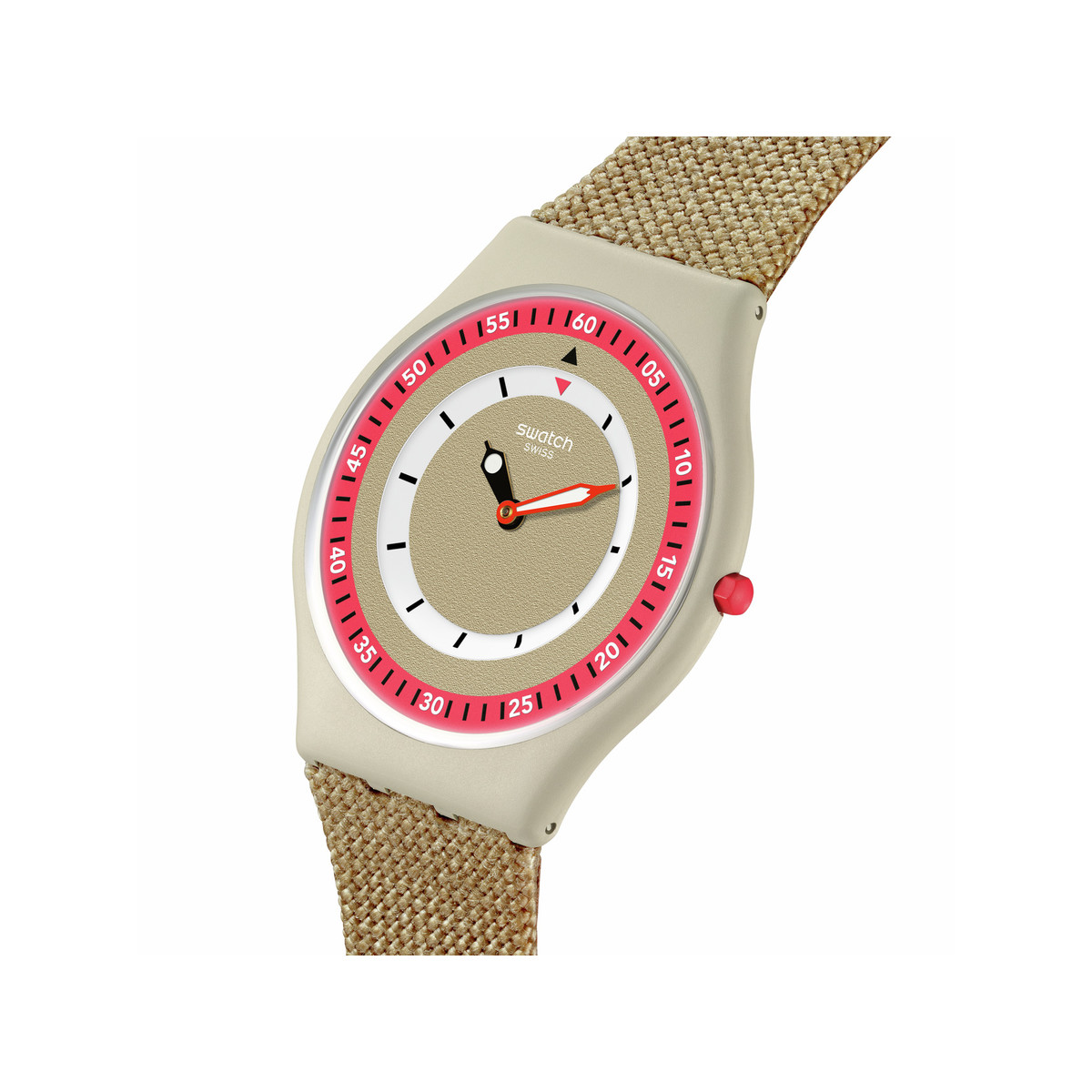 Montre SWATCH Skin classic bioceramic Coral dunes homme bracelet textile beige - vue 2