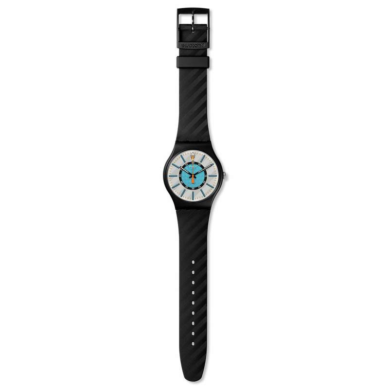 Montre SWATCH New gent bioceramic Good to corp homme bracelet silicone noir - vue D1