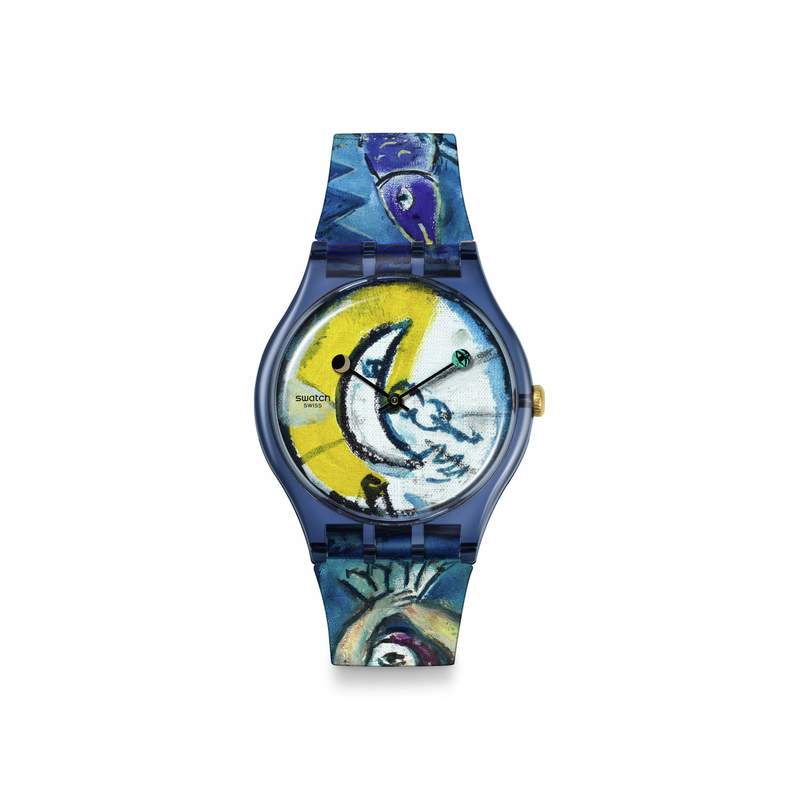 Montre SWATCH New gent bioceramic Chagall's blue circus homme bracelet silicone bleu - vue 1