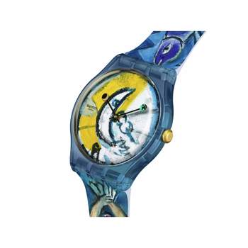 Montre SWATCH New gent bioceramic Chagall's blue circus homme bracelet silicone bleu