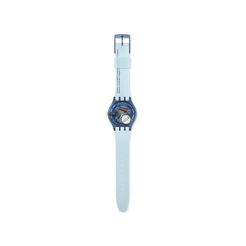 Montre SWATCH New gent bioceramic Chagall's blue circus homme bracelet silicone bleu - vue 3