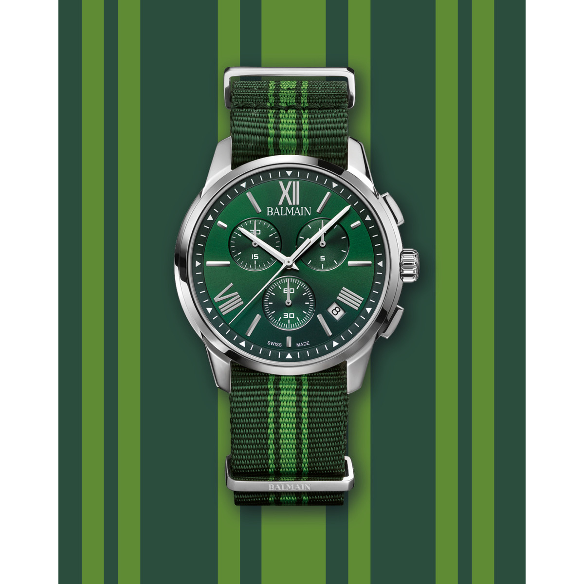 Montre BALMAIN downtown homme bracelet textile vert kaki - vue D2