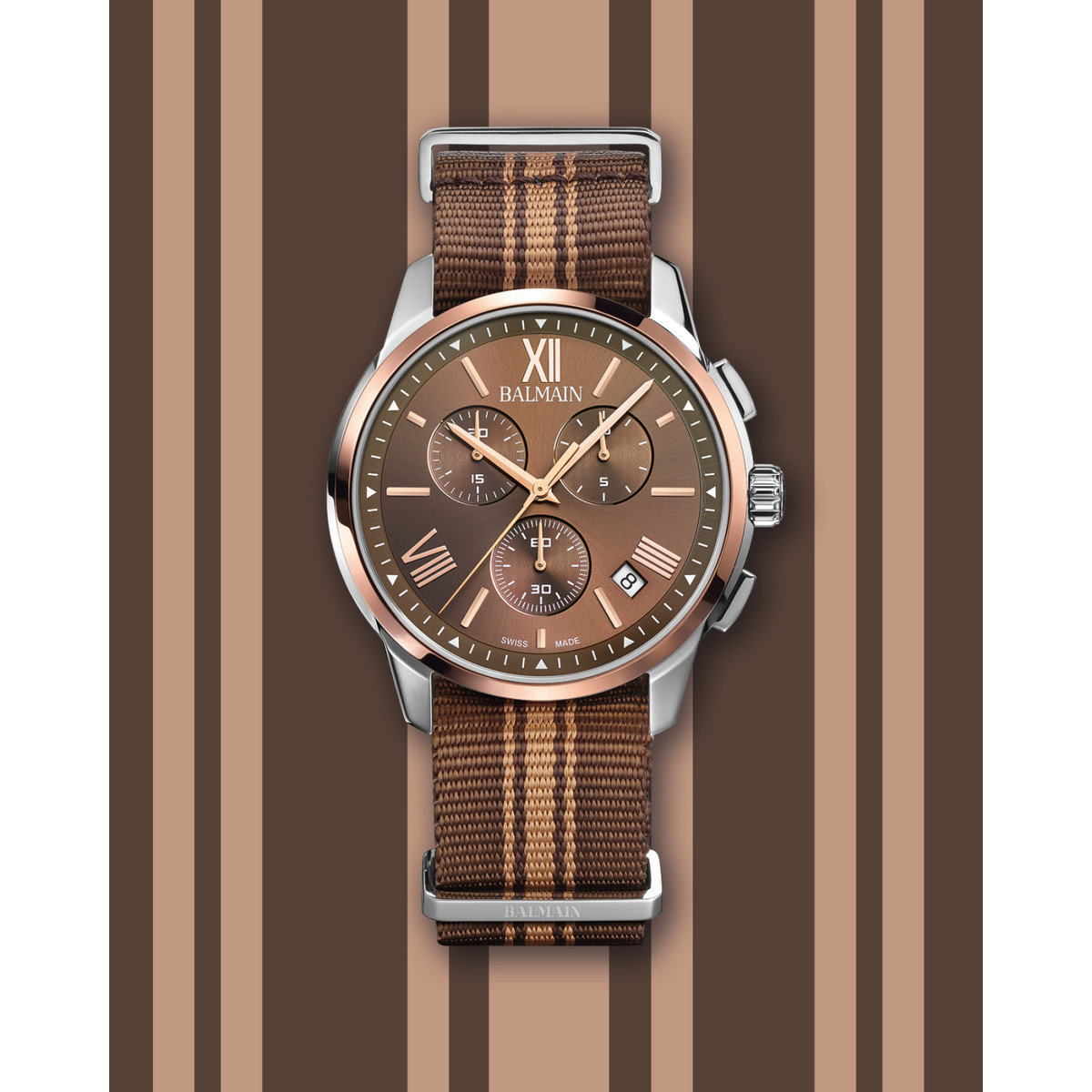 Montre BALMAIN downtown homme bracelet textile marron - vue D2