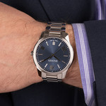 BALMAIN downtown men's watch silver stainless steel bracelet - view worn 2