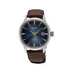 Montre SEIKO PRESAGE presage homme automatique, bracelet cuir animal marron chocolat - vue 1