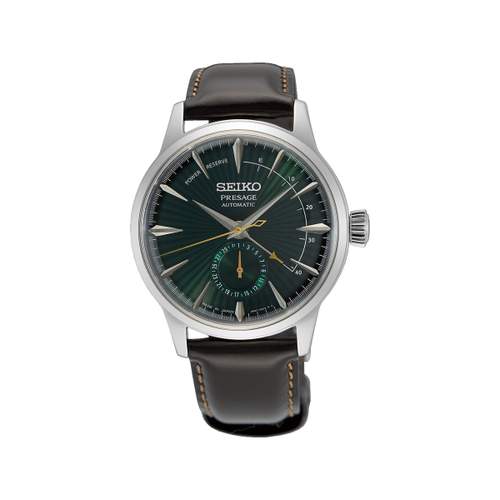 SEIKO PRESAGE men's automatic watch, chocolate brown animal leather strap