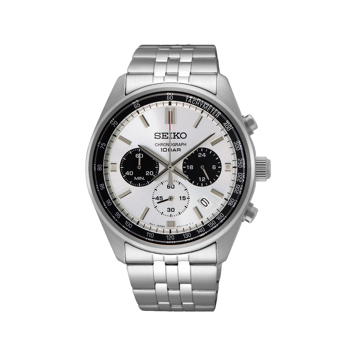 Montre SEIKO sport homme chronographe, bracelet acier inoxydable argent