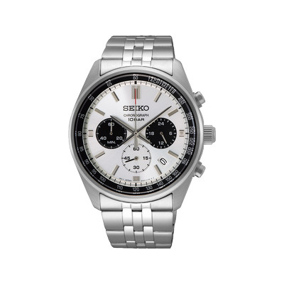 SEIKO sport men's chronograph watch, silver stainless steel bracelet