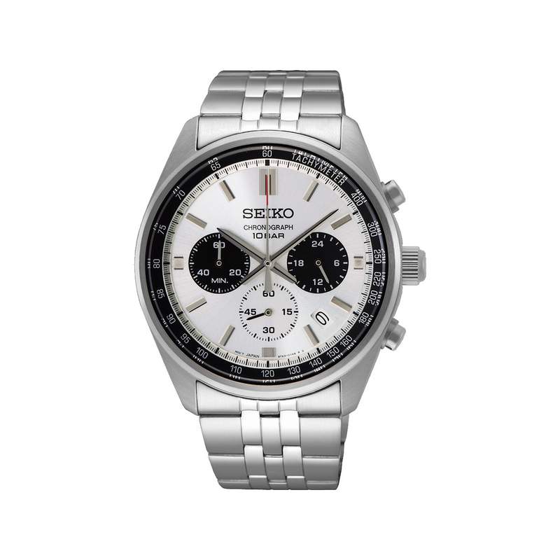Montre SEIKO sport homme chronographe, bracelet acier inoxydable argent - vue 1
