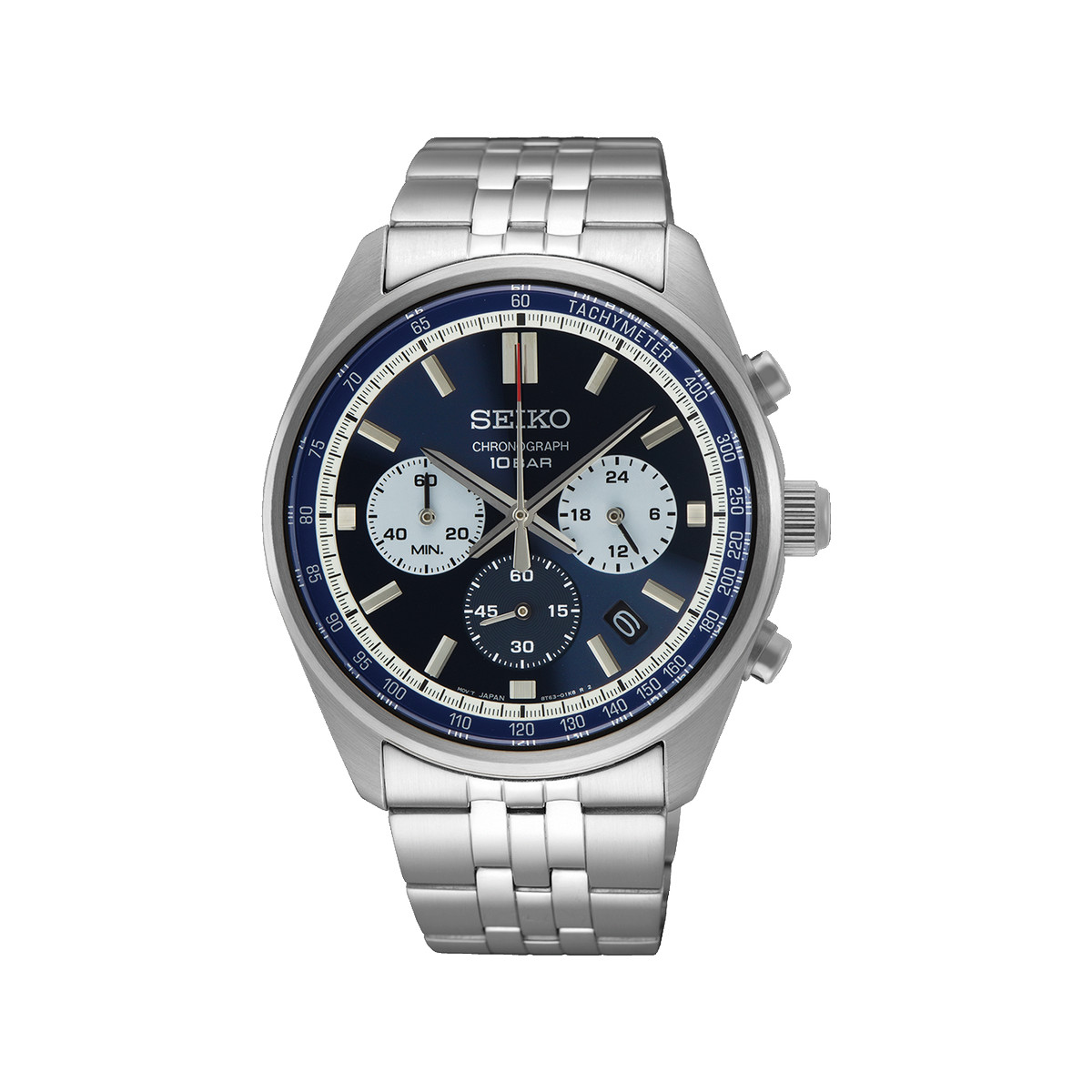 Montre SEIKO sport homme chronographe, bracelet acier inoxydable argent