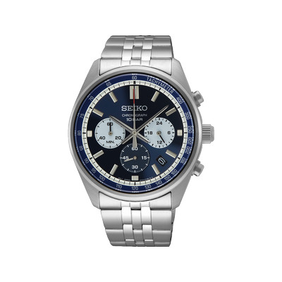 Montre SEIKO sport homme chronographe, bracelet acier inoxydable argent - vue 1