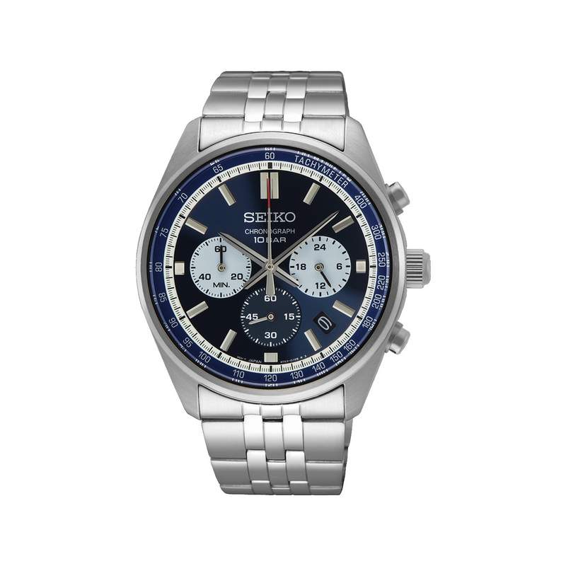 Montre SEIKO sport homme chronographe, bracelet acier inoxydable argent - vue 1