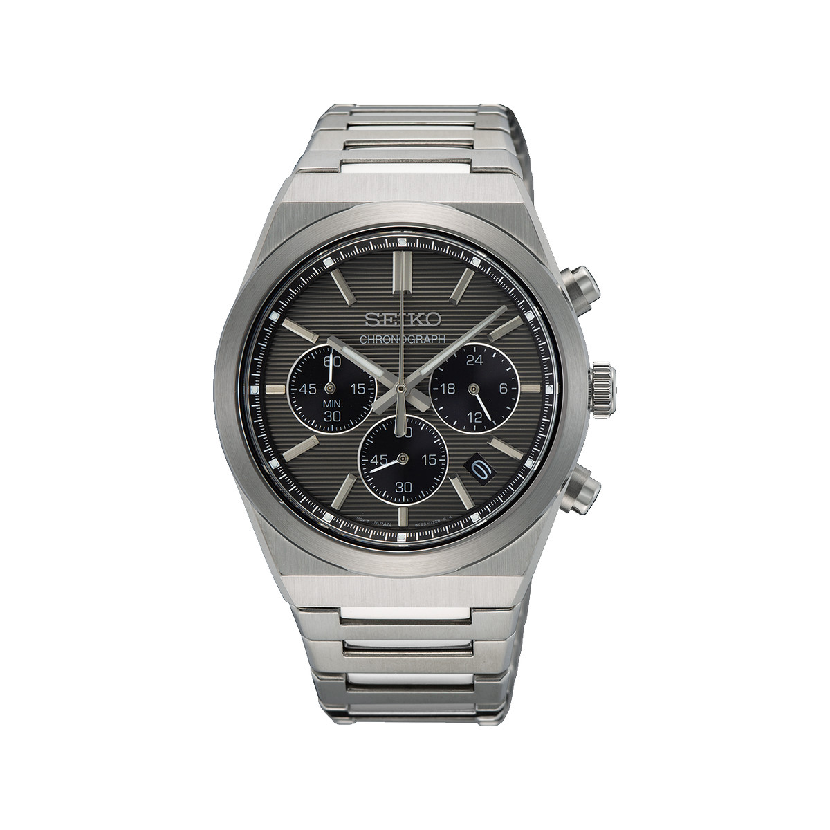 Montre SEIKO sport homme chronographe, bracelet acier inoxydable argent