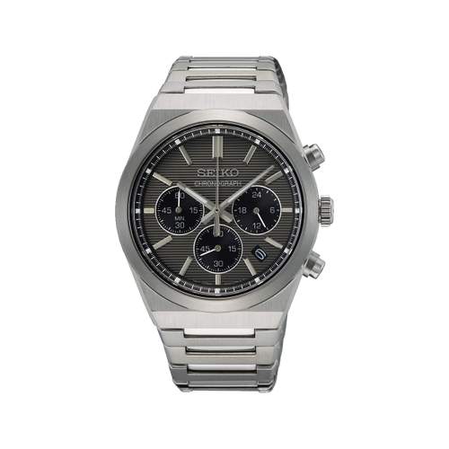 SEIKO sport men's chronograph watch, silver stainless steel bracelet