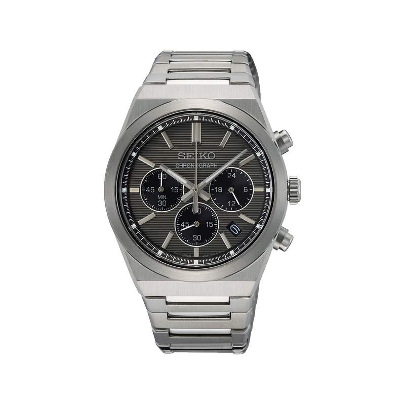 Montre SEIKO sport homme chronographe, bracelet acier inoxydable argent - vue 1