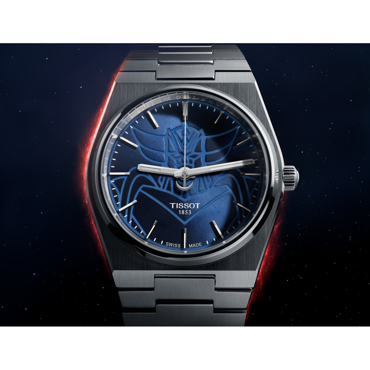 Montre TISSOT PRX UFO Robot Goldorak Edition limitée homme automatique cadran bleu, bracelet acier inoxydable - vue D1