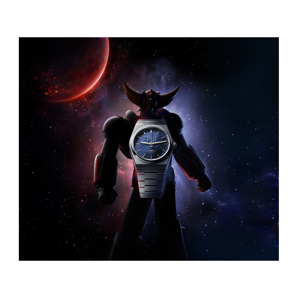 Montre TISSOT PRX UFO Robot Goldorak Edition limitée homme automatique cadran bleu, bracelet acier inoxydable - vue D5