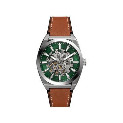 Montre fossil everett homme automatique, bracelet cuir marron - vue 1