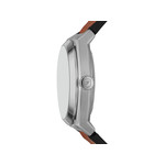 Montre fossil everett homme automatique, bracelet cuir marron - vue 2