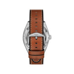 Montre fossil everett homme automatique, bracelet cuir marron - vue 3