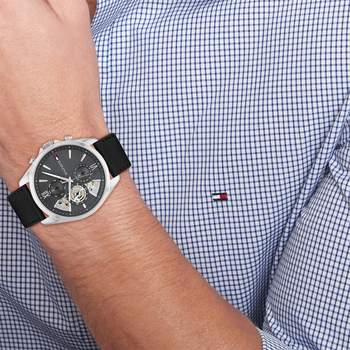 TOMMY HILFIGER baker analoog herenhorloge, zwarte leren band