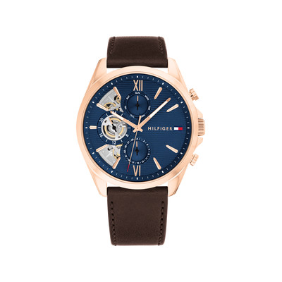 TOMMY HILFIGER Baker Men's Analog Watch, Brown Leather Strap - View 1