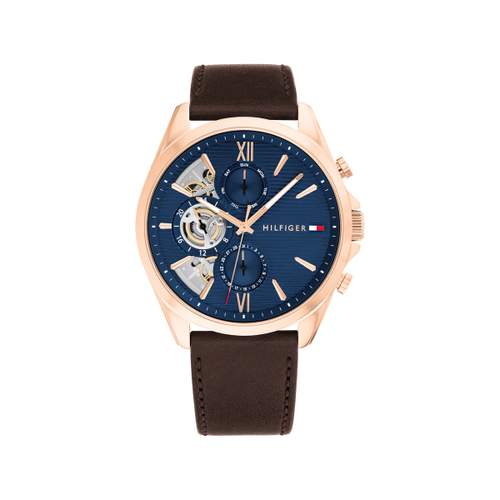 TOMMY HILFIGER baker analog men's watch, brown leather strap