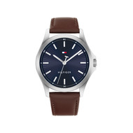 Montre TOMMY HILFIGER bruce homme analogique, bracelet cuir marron