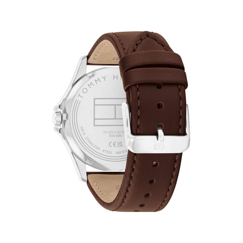 TOMMY HILFIGER bruce herenhorloge, analoog, bruine leren band - bekijk 3