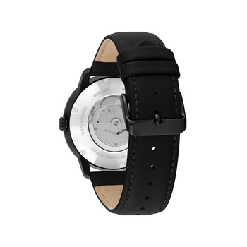 Montre TOMMY HILFIGER henry auto homme analogique, bracelet cuir noir