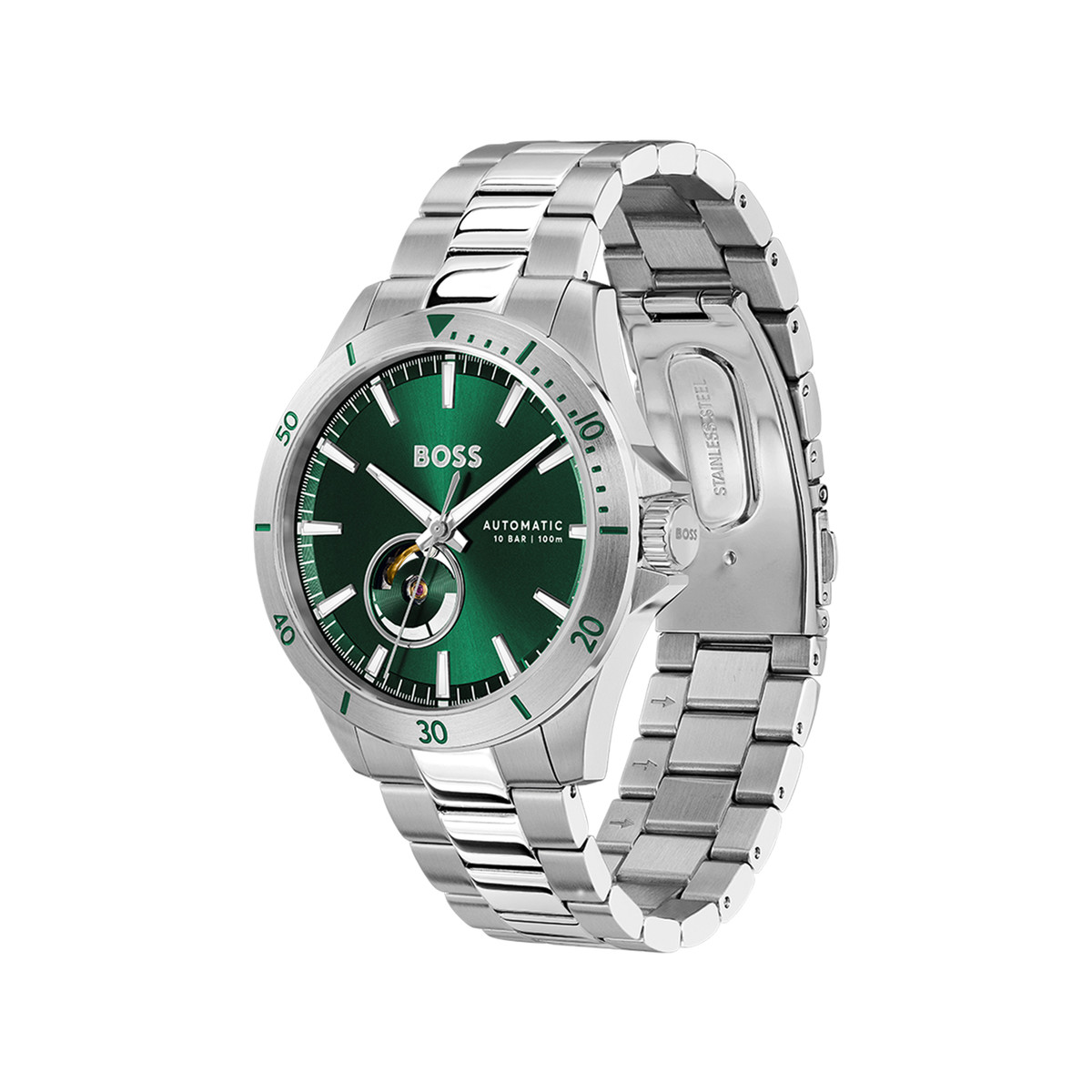 Montre BOSS troper automatic homme automatique, bracelet acier argent - vue 2