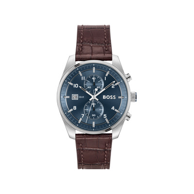 Montre BOSS skytraveller homme bracelet cuir marron - vue 1