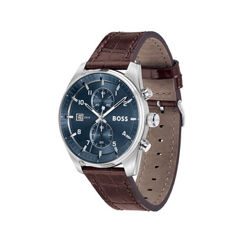 Montre BOSS skytraveller homme bracelet cuir marron