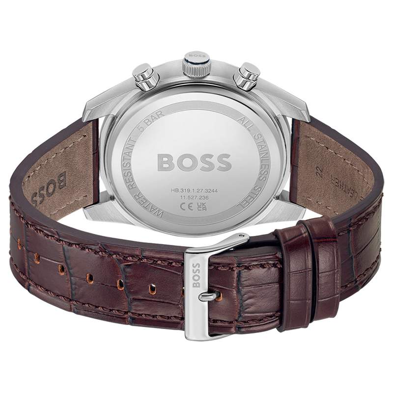 Montre BOSS skytraveller homme bracelet cuir marron - vue 3