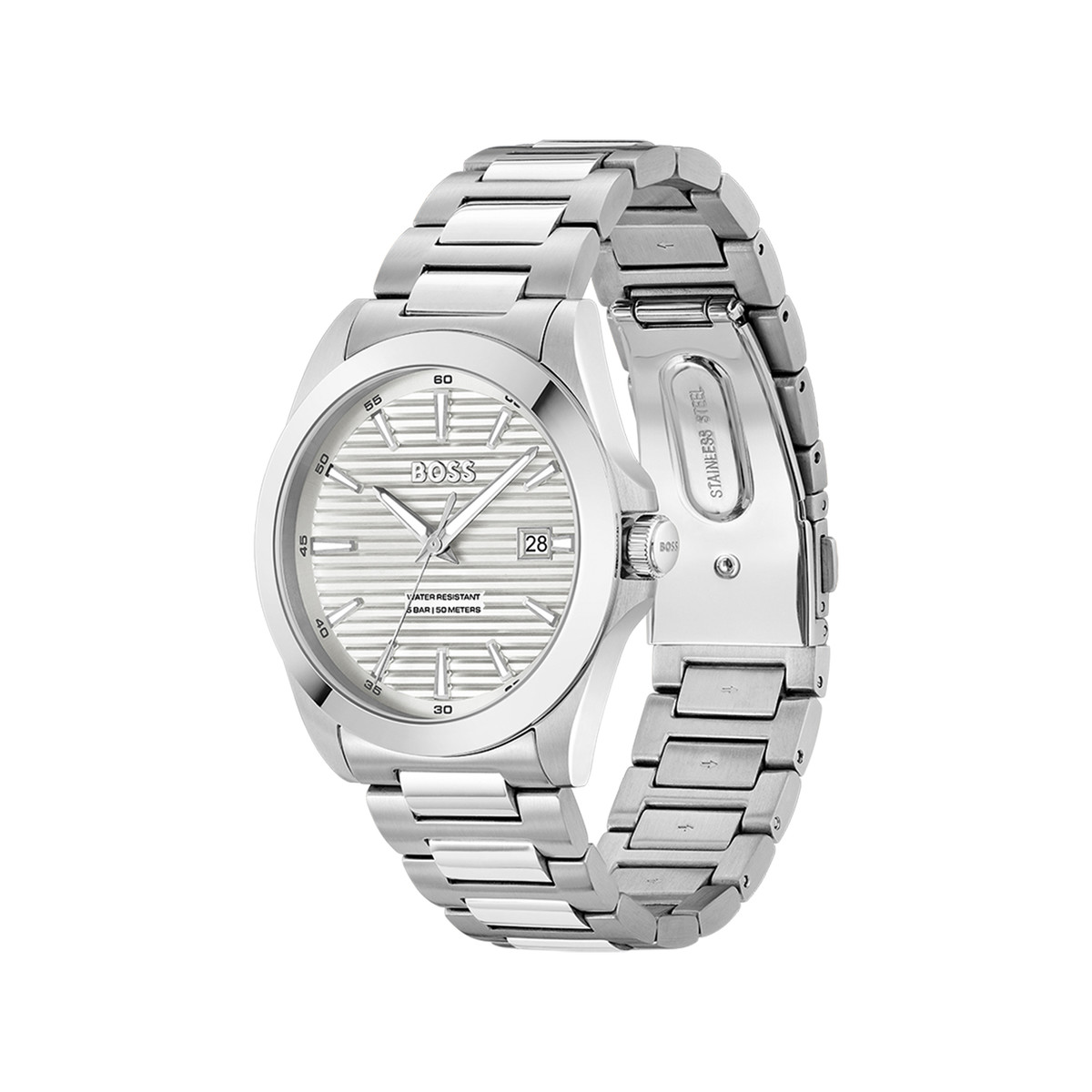 Montre BOSS strike homme bracelet acier argent - vue 2