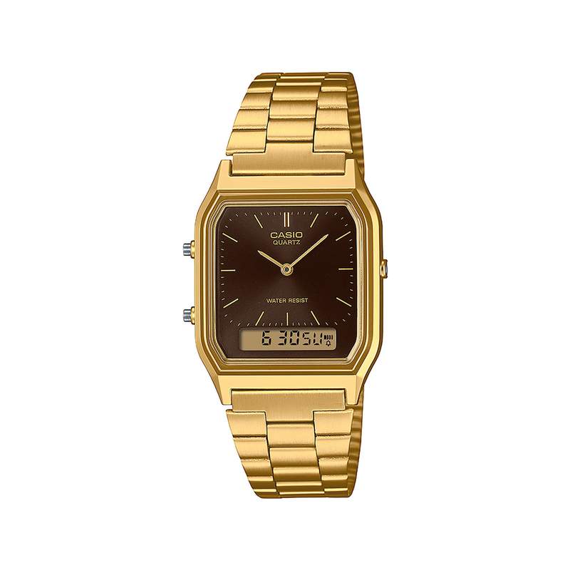 Montre CASIO homme bracelet acier inoxydable doré jaune - vue 1