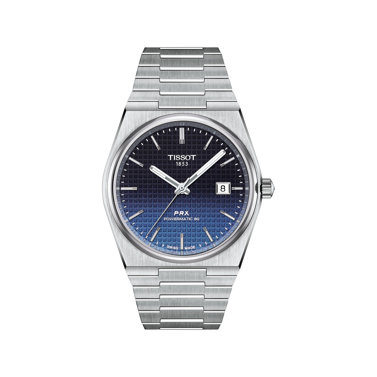 Montre TISSOT T-CLASSIC PRX POWERMATIC 80 homme automatique cadran bleu bracelet acier inoxydable