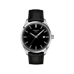 Montre TISSOT T-CLASSIC PR100 homme cadran noir bracelet cuir noir - vue 1