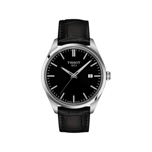 Montre TISSOT T-CLASSIC PR100 homme cadran noir bracelet cuir noir